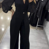 Darina - Elegantan kombinezon sa V-izrezom i dugim rukavima