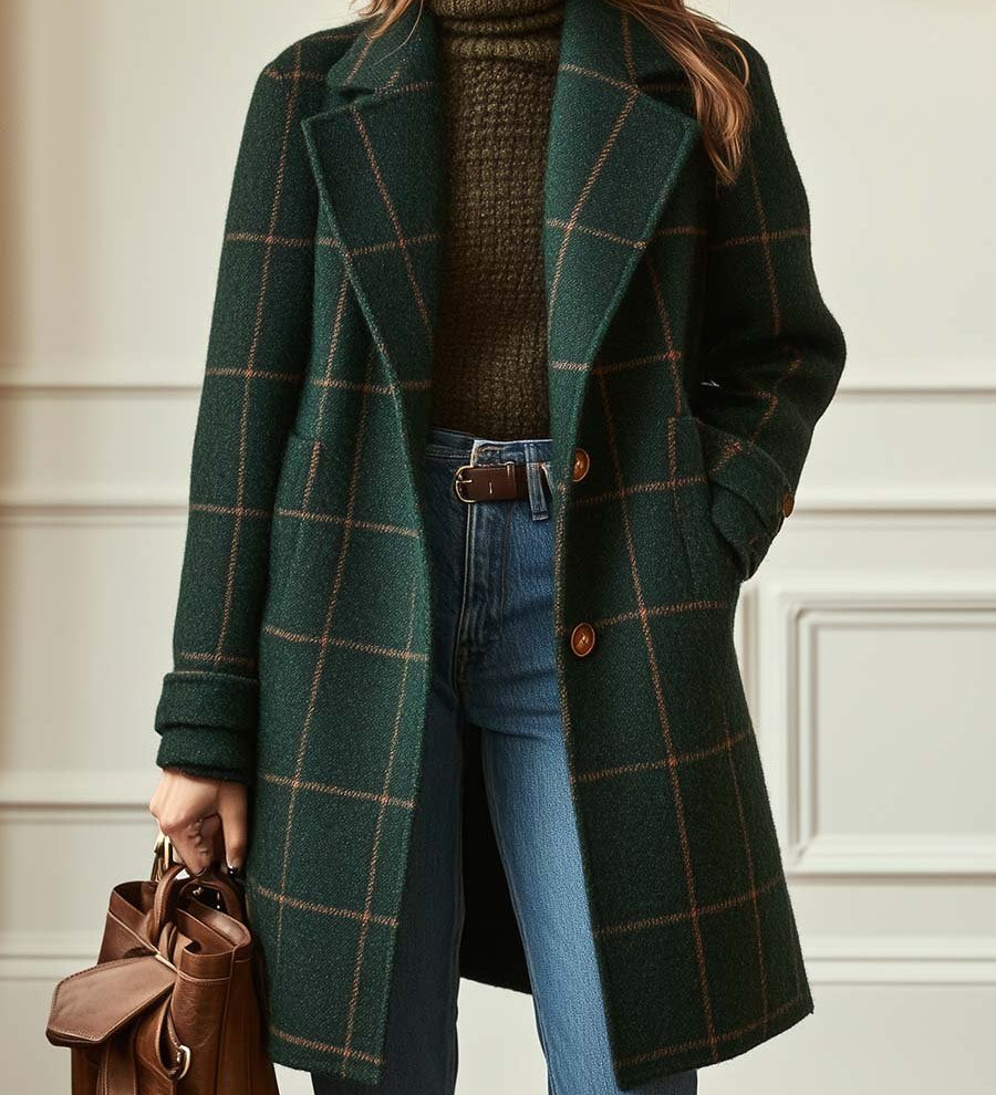 Florencia™ | Retro preuređeni karirani tweed kaput